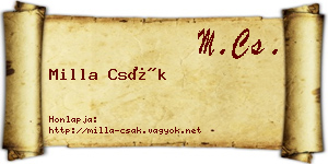 Milla Csák névjegykártya
